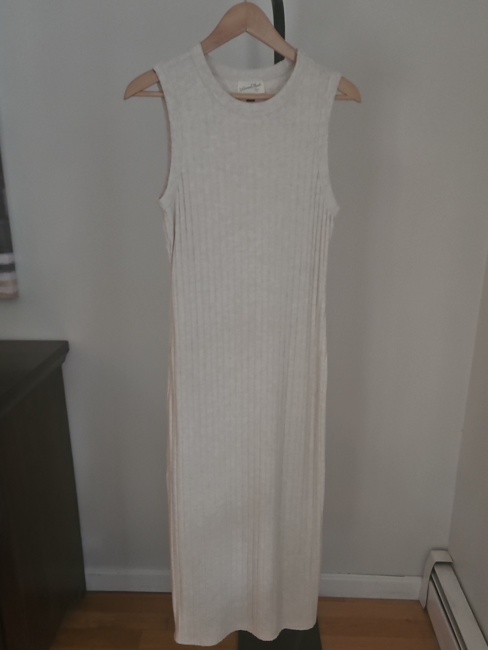 Universal Thread Ribbed Fitted Maxi Dress in Cream